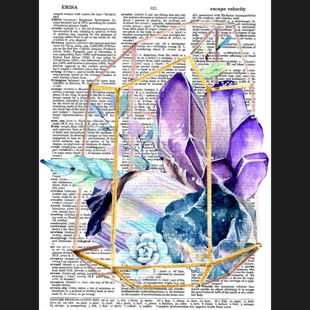 Crystal Bohemian Terrarium Dictionary Art Print